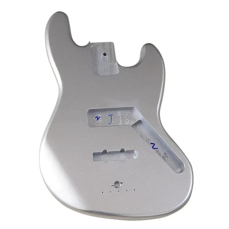 Metal silver electric bass body, electric bass barrel body DIY modified musical instrument accessories
