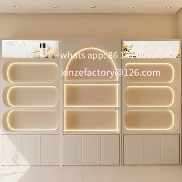 Customizable Beauty Salon Product Display Cabinet Skin Care Display Rack Makeup Cabinet Shelf Customized Cosmetics Display Cabin