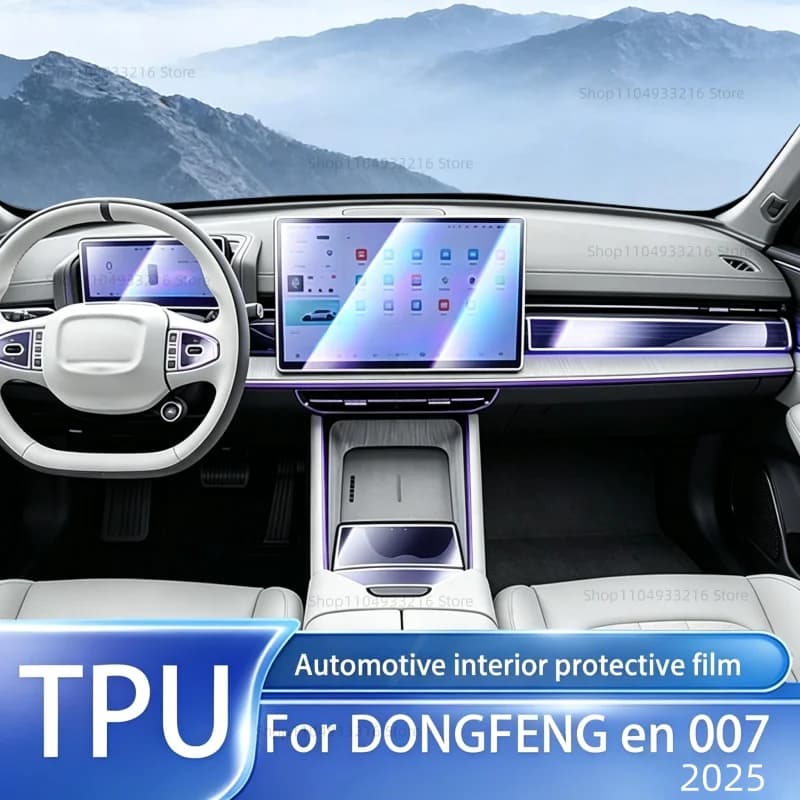 Transparent TPU Protective Film Anti-scratch For DONGFENG En 007 2025 Car Interior Center Console Dashboard Navigation Pre-cut