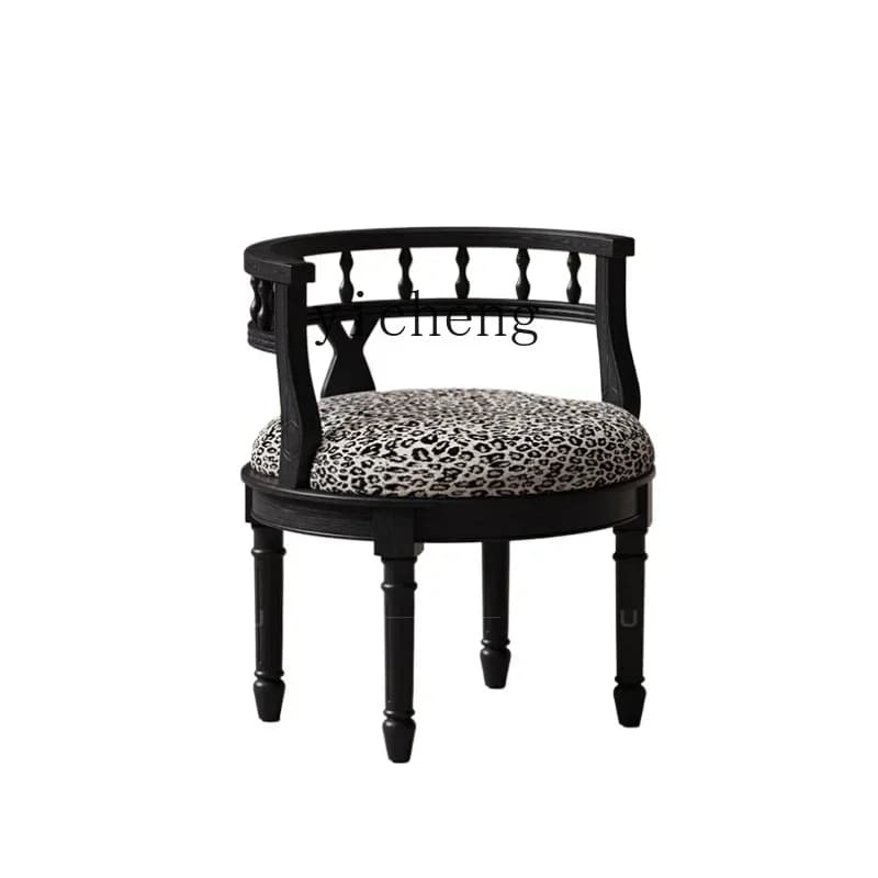 v9.9- dressing chair leopard print dressing stool medium antique fabric art casual backrest makeup stool