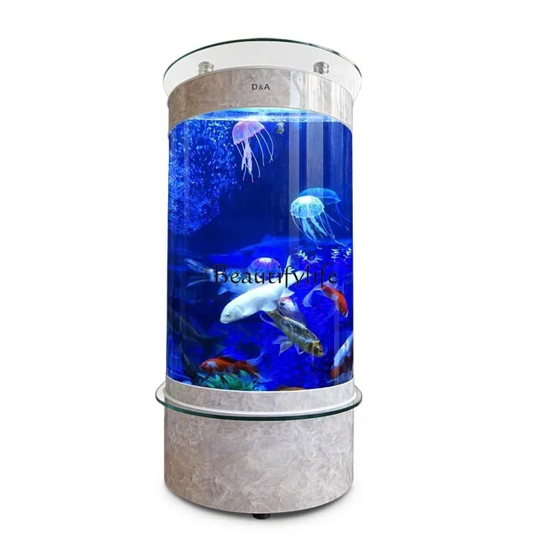Semicircular bar tank Living room Next to household TV cabinet Ecological back filter Ornamental fish Aquarium Goldfish tank