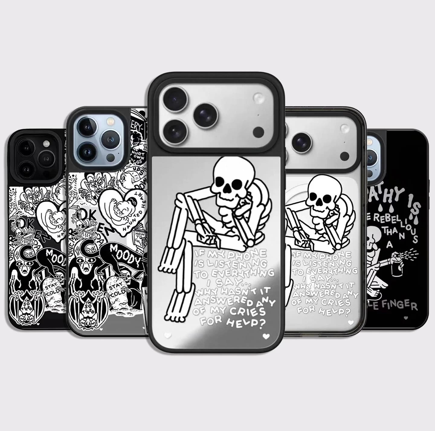 Stay Cold Skeleton Pattern Mirror Surface Magnetic Phone Case Cover for IPhone 13 14 15 16 17 18 Pro Max Case