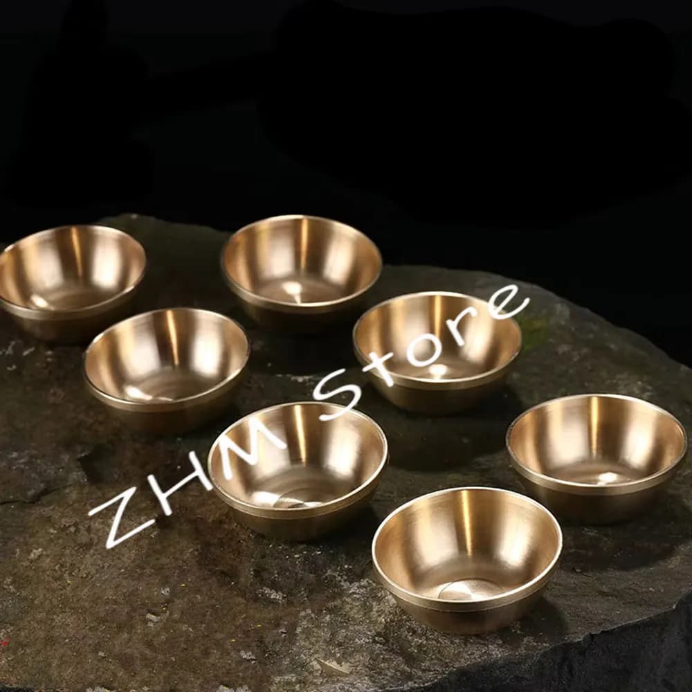 7pcs/set Pure Copper 5.6cm Tibetan Tantric Supplies, Temple/Home Putting Decorations, Water Supply Sacrificed Bowl/Cups Sets