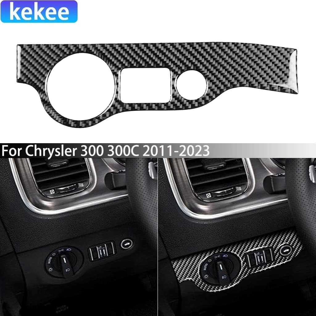For Chrysler 300 300C 2011-2023 Carbon Fiber Dashboard Headlight Switch Panel Car Accessories Interior Cover Stickers Auto Trim