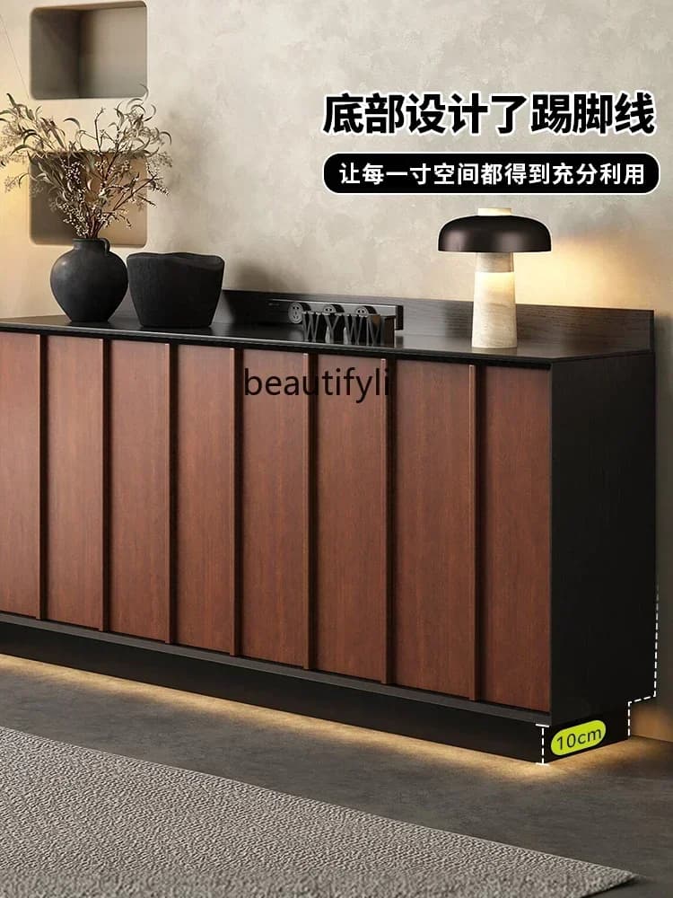 Meal side, wall side cabinet retro solid wood rock slab locker bone line tea cabinet can be customized Y13