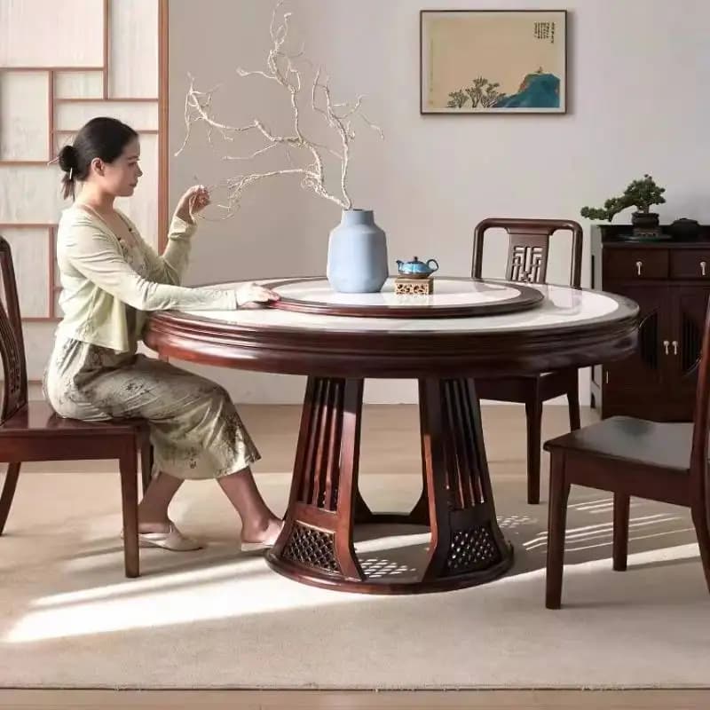 Decorations Brown Dining Table Vintage Nordic Solid Wood Round Dinner Table Restaurant Conference Muebles Para Hogar Furniture