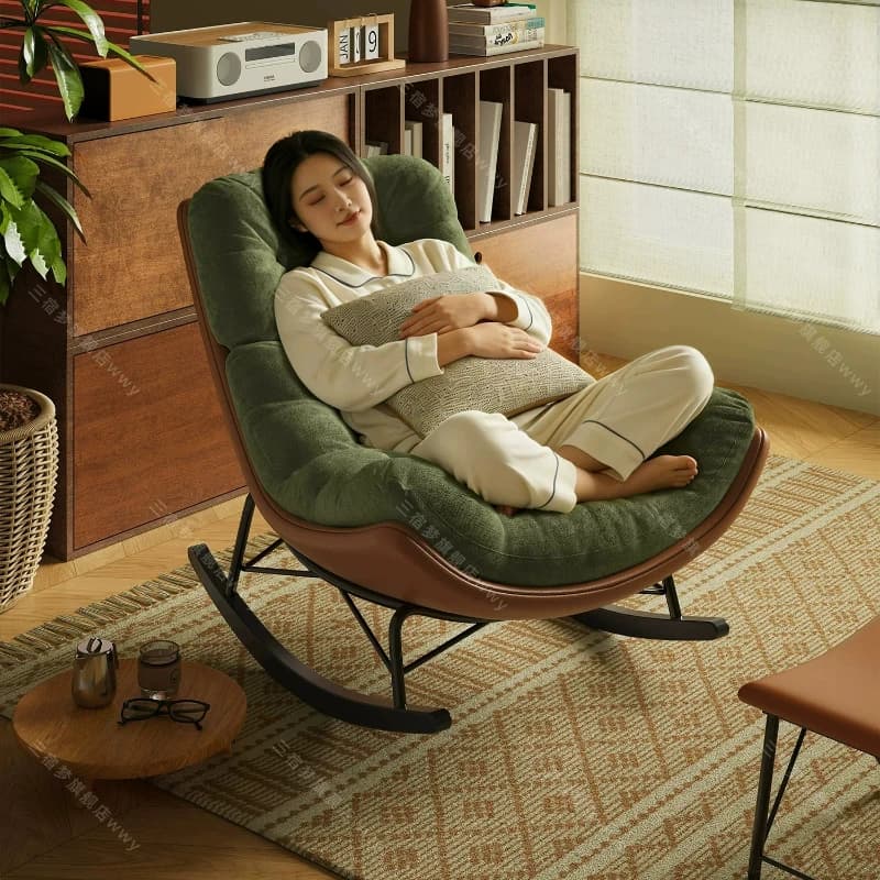 Wooden Lazy Living Room Chairs Rocking Reading Recliner Sofa Living Room Chairs Floor Lounge Fotel Bujany Home Furniture