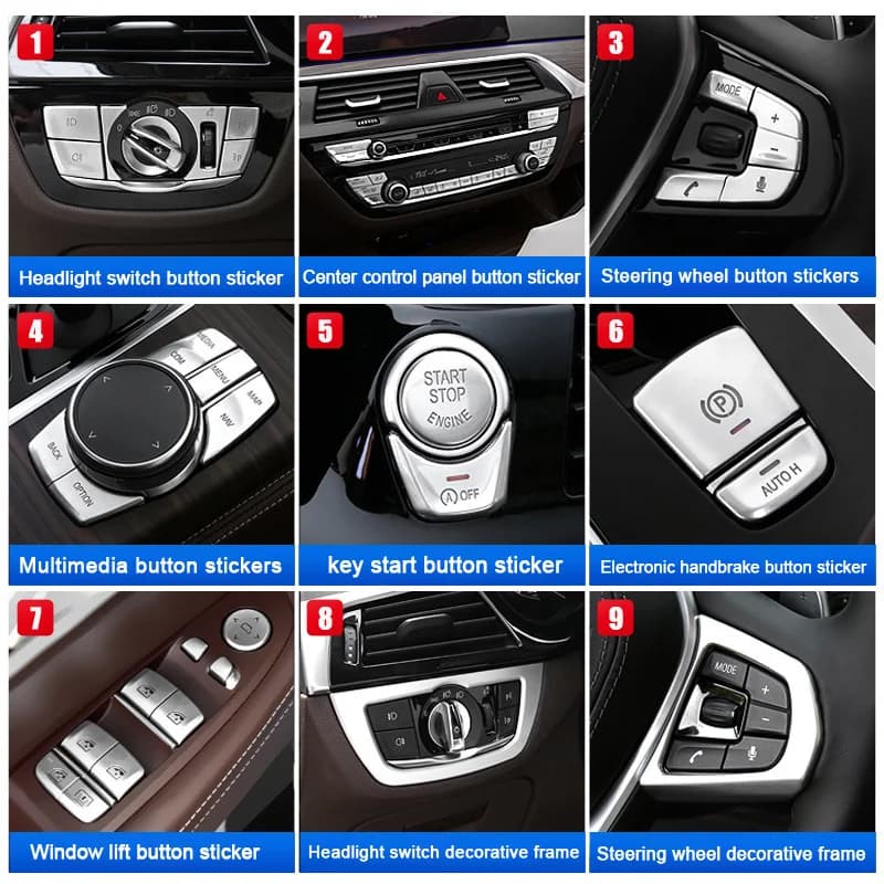 For BMW 5 Series G38 G31 G30 F90 2018 2019 2020 2021 2022,Car CD Air Conditioning Function Button Steering Wheel Multimedia Cap