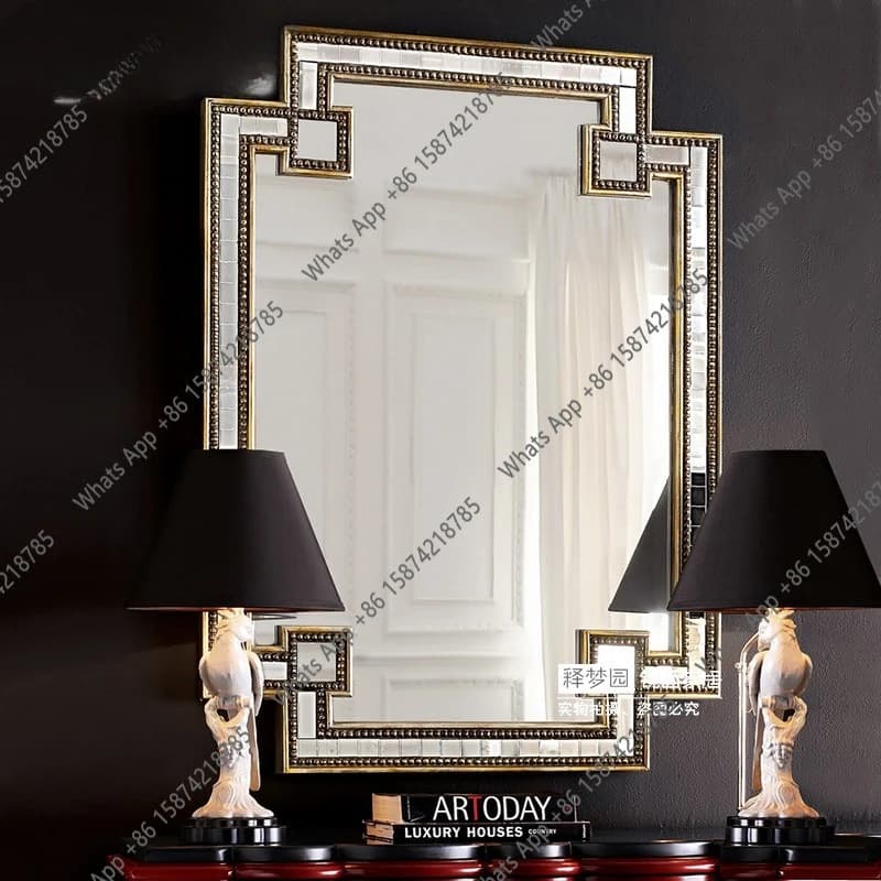 Neoclassical mirror decoration entrance mirror makeup wall decoration hanging mirror neoclassical postmodern sense of luxury