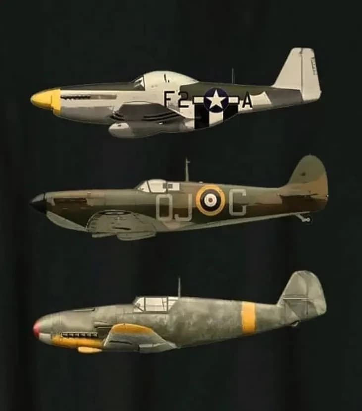 Famous Planes Spitfire Me-109 P-41 Fighter T-Shirt 100% Cotton O-Neck Summer Short Sleeve Casual Mens T-shirt Size S-3XL