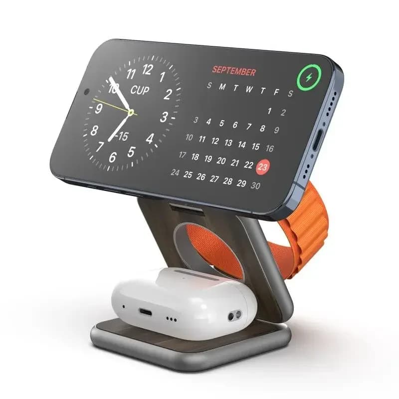 Portable 3-in-1 wireless charging for 15proMax14/iWatch/AirPods Pro folding