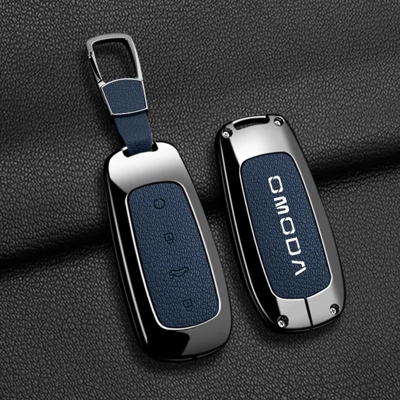 Leather‑Wrapped Zinc Alloy Key Protector Case With Key Ring Fit Chery Tiggo7 Tiggo8 Pro Omoda5 Jaecoo J7 J8 Jetour X70 X90 Auto