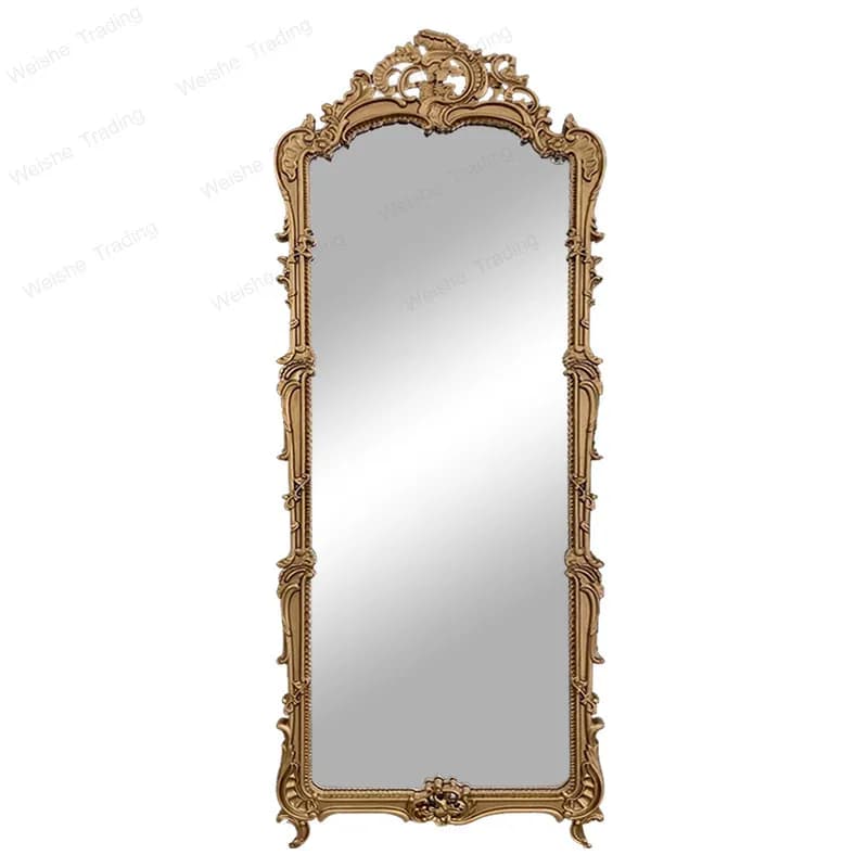 French retro floor-to-ceiling dressing American home entrance European carved full body wall hanging fitting mirror