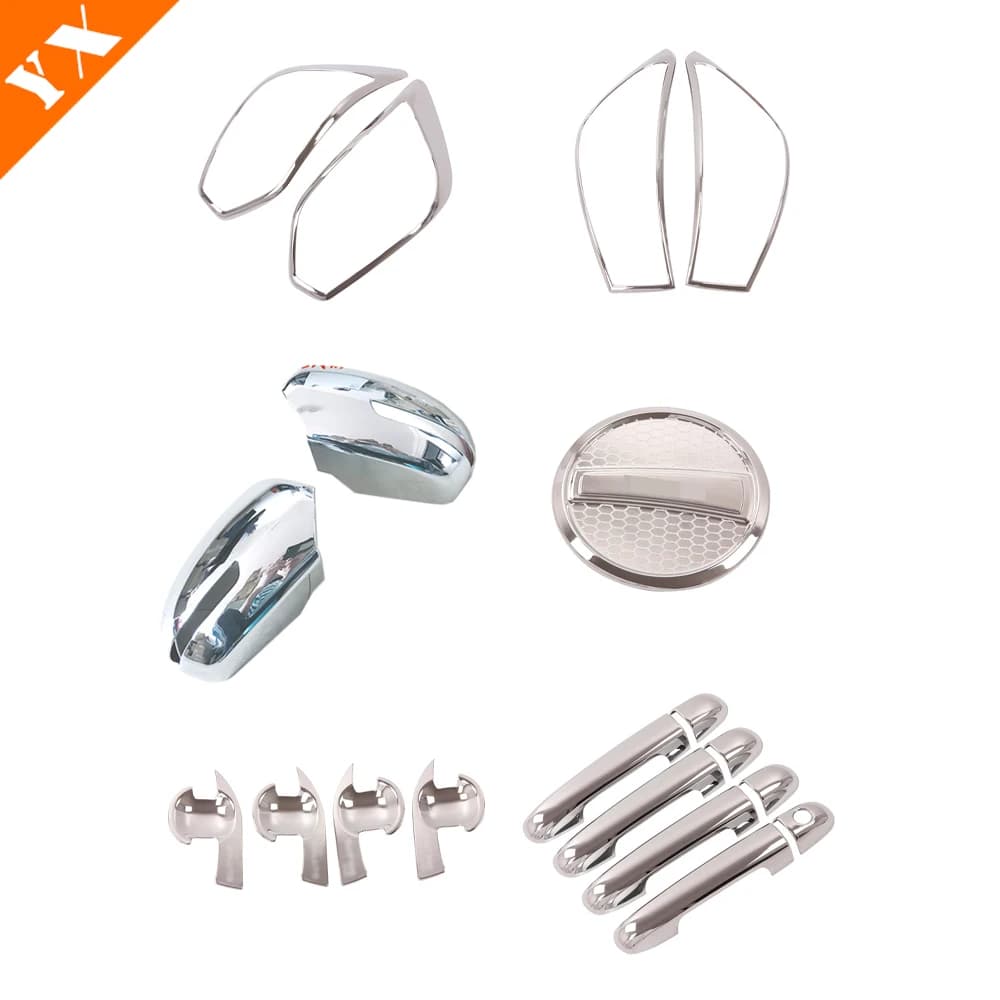 Full Set Chrome Accessories For KIA Soluto Pegas 2020-2023 Car Headlight Tail Light Front Rear Fog Light Auto Door Handle Cover