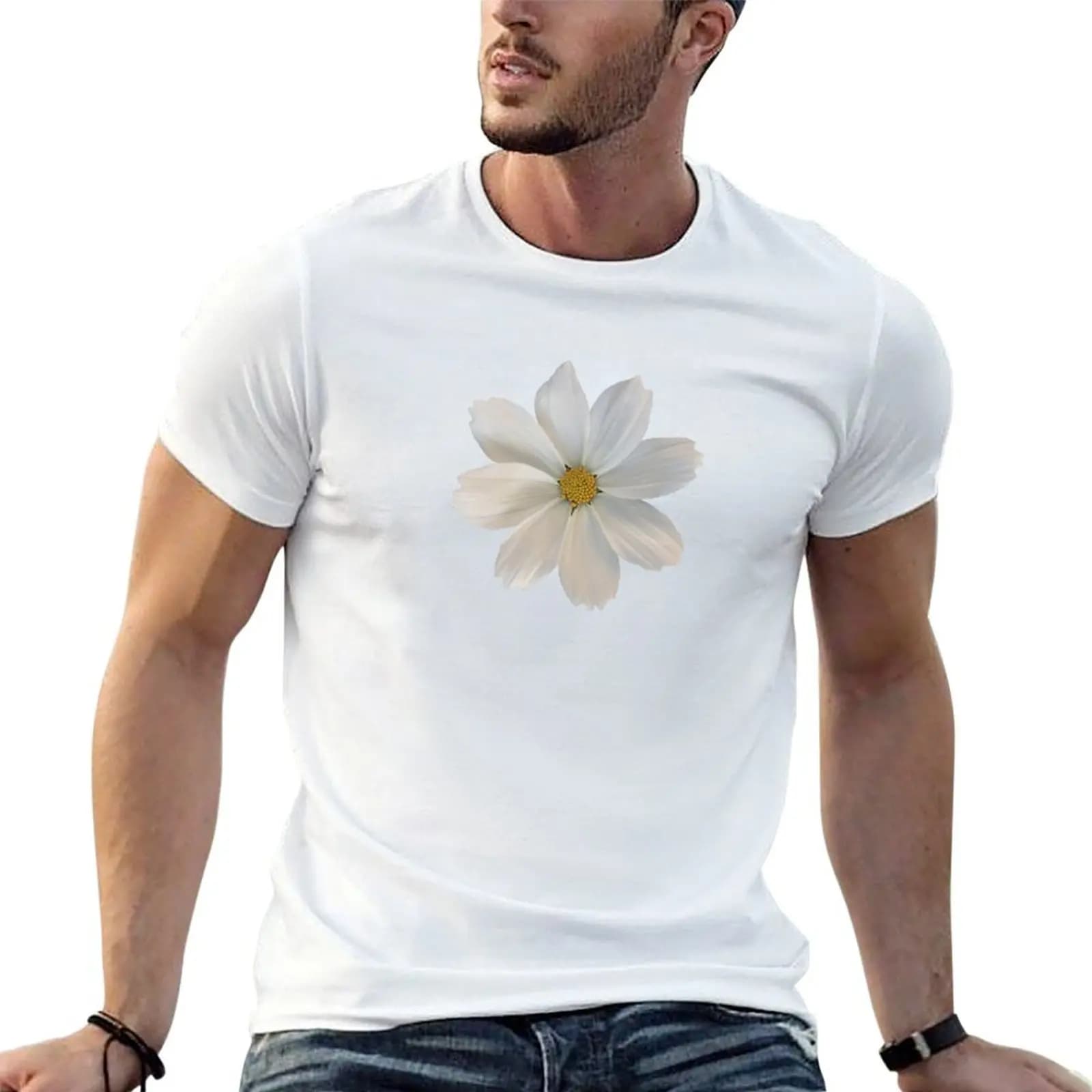 Flower T-Shirt gifts for boyfriend cotton graphic tees mens plain t shirts