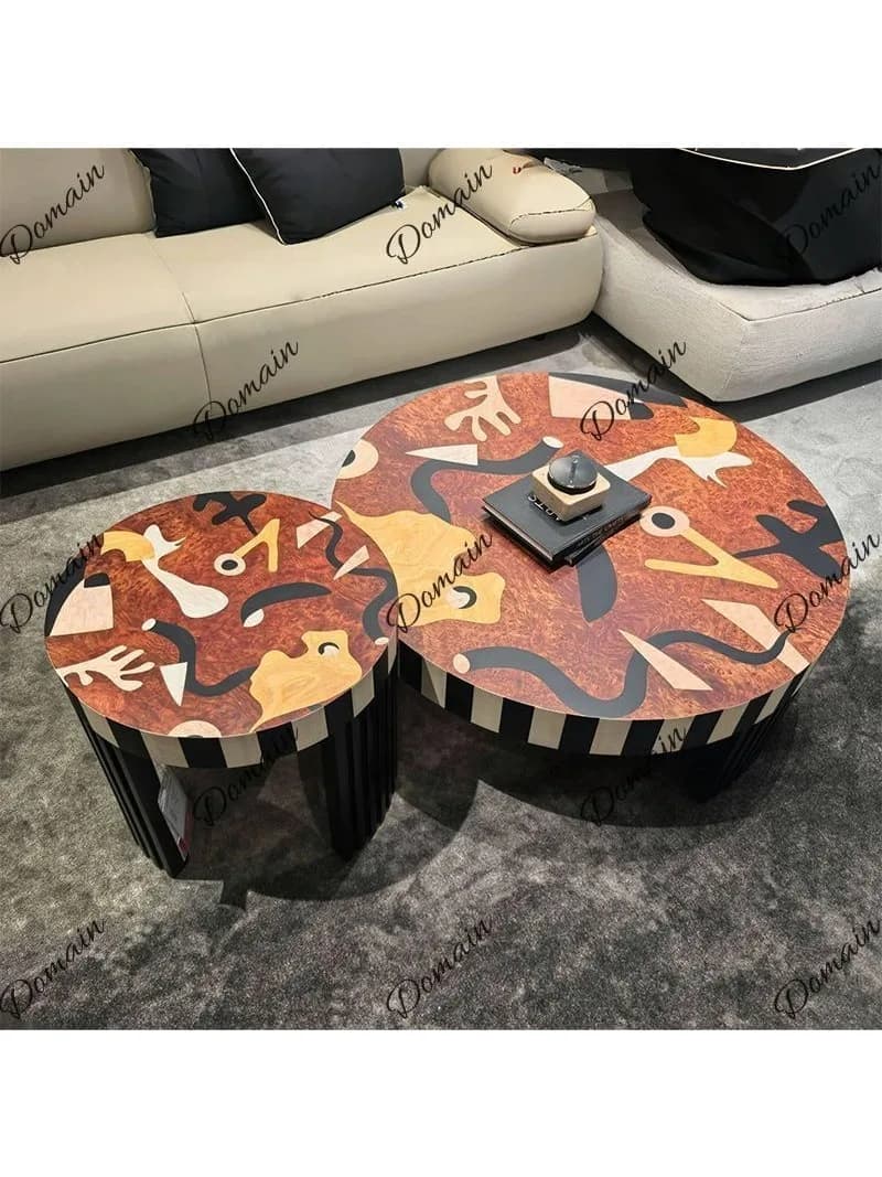 2026 New Italian Minimalist Round Coffee Table Set for Living Room Small Space Design