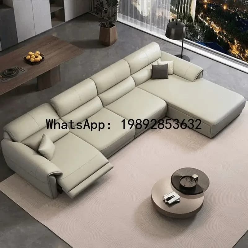 4-10 wall-mounted electric reclining top grain leather sofa - minimalist italian modern living room style
