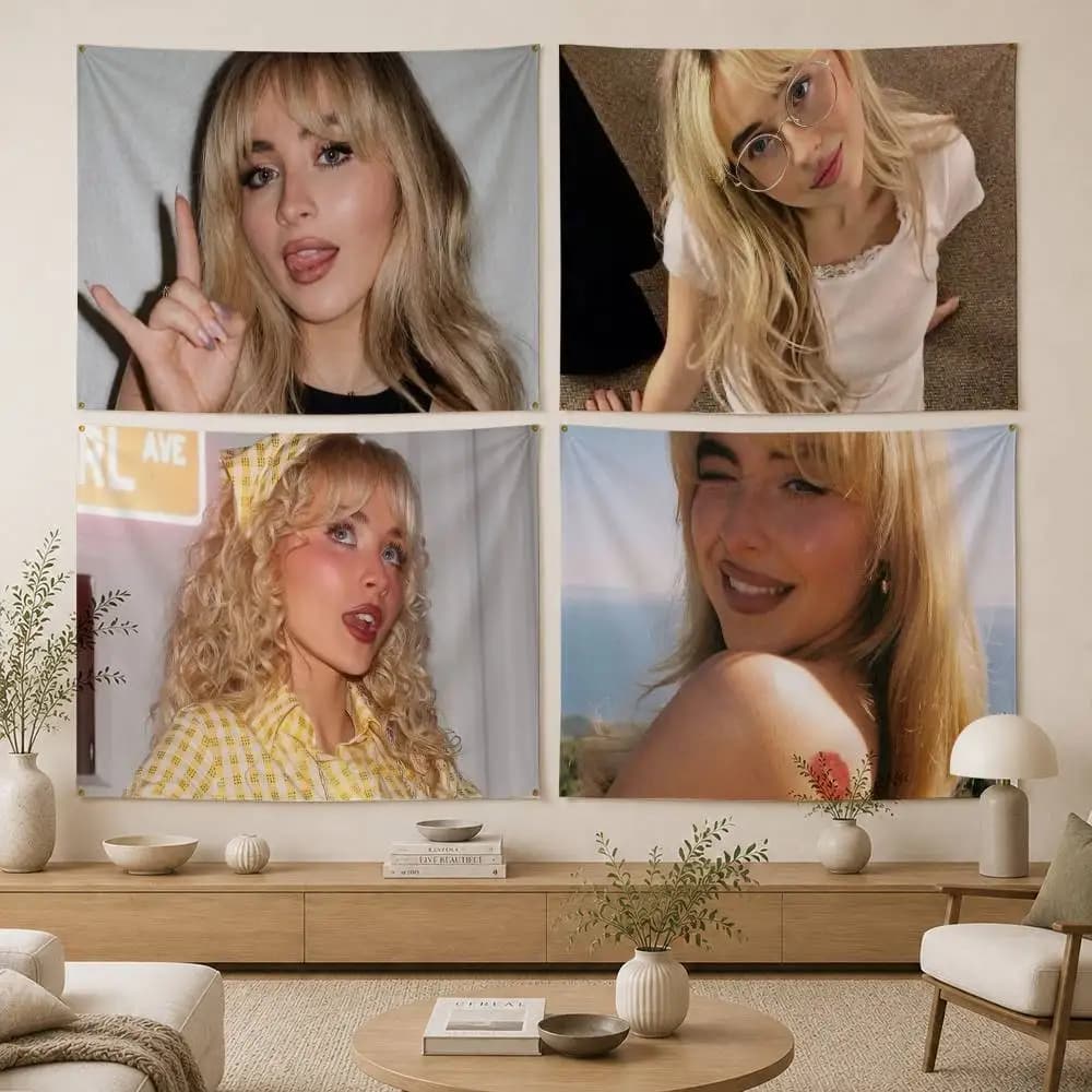 Singer S-Sabrina C-Carpenter Flag Digital Printing Banner for Garage Wall Out Door Decoration
