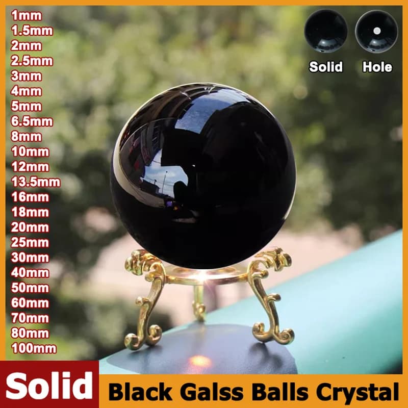 1-90pcs Dia 1-100mm Black Glass Balls Solid/Hole Balls Fish Tank Ball Decorative ball Craft Ornament 2/2.5/3/4/5/6/8/10/12-90mm