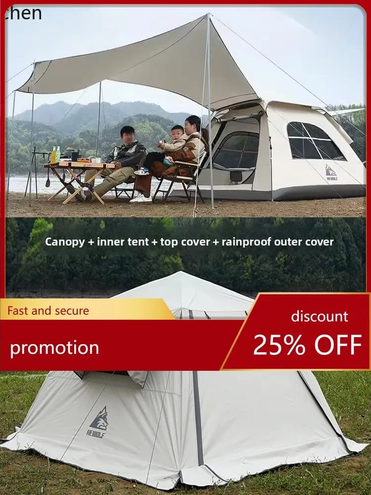 HXL Camping Tent Outdoor Camping Overnight Rainproof Vinyl Canopy Sun Protection Foldable