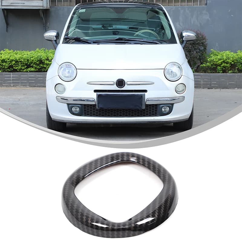 For Fiat 500 2007-2015 ABS Carbon Fiber Car Front and Rear Logo Ring Decorative Stickers Car Protection Accessories