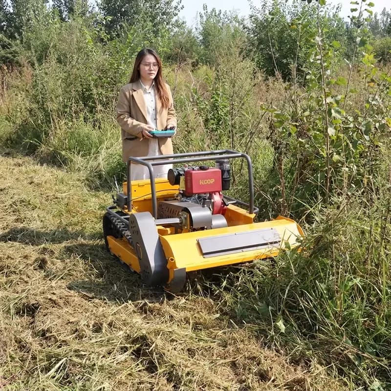 High Power Industrial Koop Diesel Engine RC Heavy Professional Crawler Flail Mower Telescopic Handle for Large-Scale