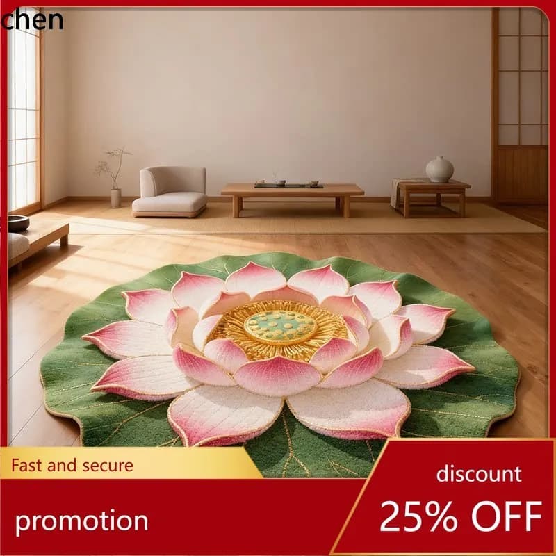 Cz chinese round lotus meditation carpet for home buddhist hall ancestral hall meditation mat lotus kneeling carpet