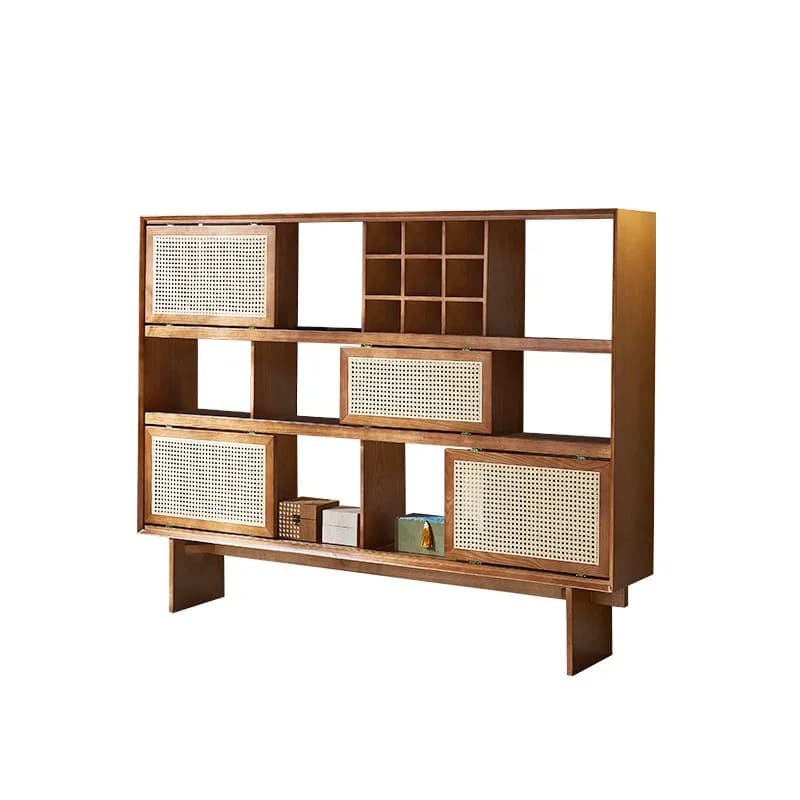 Rattan tea room furniture display cabinet, wall locker storage cabinet, tea cabinet, wabi sandy wind tea set Bogu rack