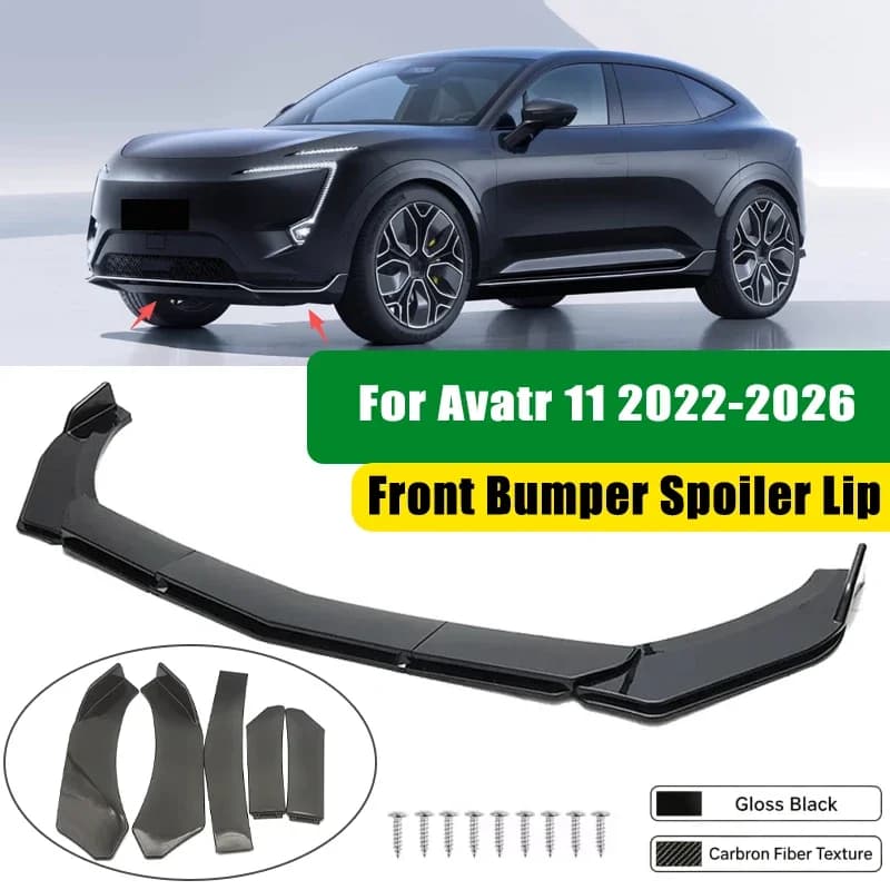For Avatr 11 2022-2026 5Pcs ABS Car Front Bumper Lip Spoiler Splitter Body Kit Canard Tuning Accessories