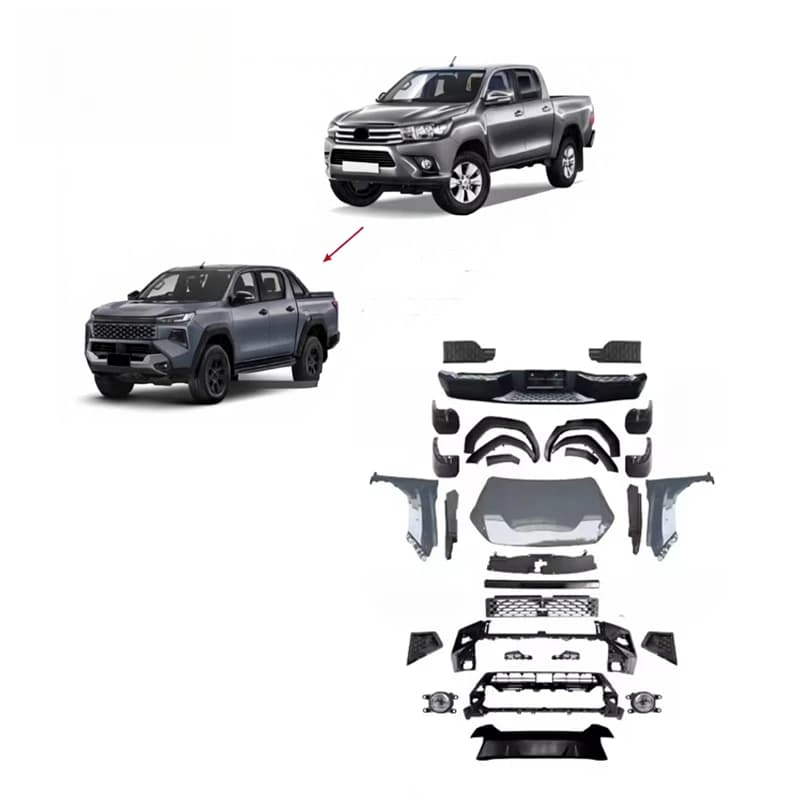 High Quality New Style Off‑Road Front Bumper With Headlight ABS Grille Black Body Kit Fit for Hilux 2016 Upgrade