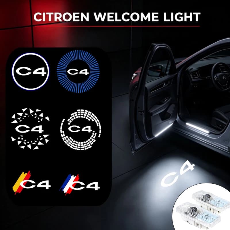 - 2PCS Ghost Shadow LED Car Door Courtesy Projector Welcome Lamps For Citroen C4 C‑Quatre Interior Modification Accessories
