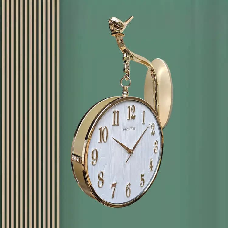 Double Sided Wall Clock Silent Movement Minimalist Design 30cm Metal Frame with Roman Numerals for Living Room Dining Decor