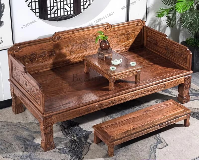 Arhat bed solid wood new Chinese pineapple grid gold rosewood simple zen bed