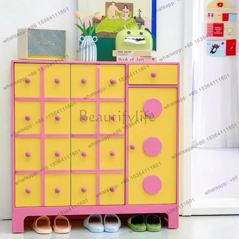 LSYellow Minimalist Shoe Cabinet Italian Style Corridor Entryway Shoe Cabinet Wooden Luxury Zapatera Small Apartment Furniture