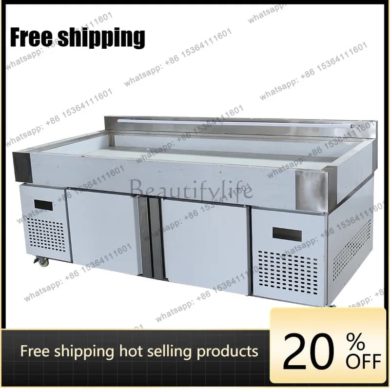 LS Commercial Fresh-keeping Display Cabinet Seafood Refrigerated Optional Open Seafood Ice Rack Container