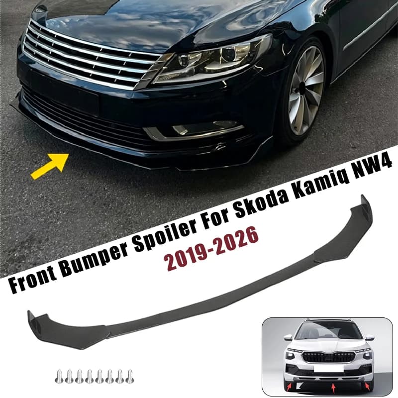 Sport Front Bumper Splitter Spoiler Lip For Skoda Kamiq NW4 2019-2026 5Pcs Adjustable Sectional Car Exterior Tuning Body Kit