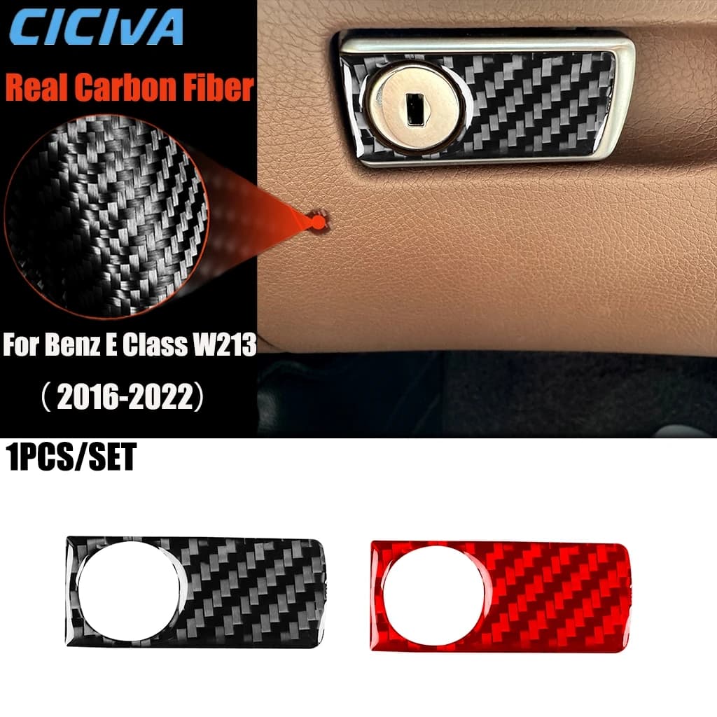 Carbon Fiber Car Accessories Glove Storage Handle Modified Interior Trim Cover Sticker For Mercedes Benz E Class W213 2016-2022