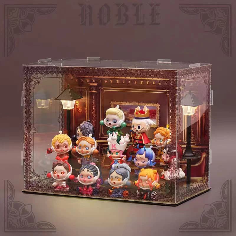 Transparent Acrylic Display Box Decorative Lace, Background Wall, Ambient Light Combination Toy Model Display Decorative Table