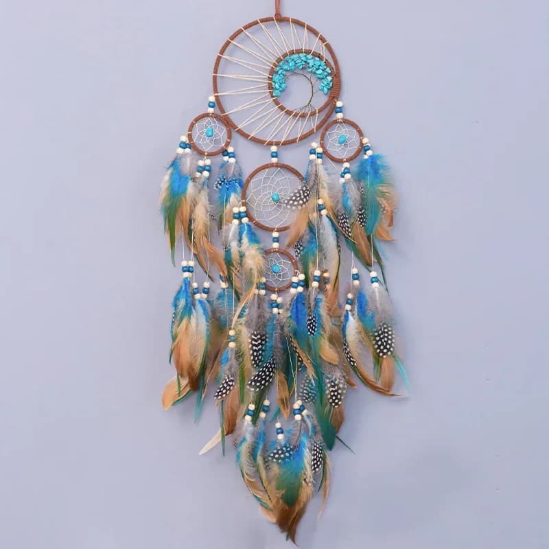 New Five-ring Tree of Life Dream Catcher Pure Natural Feather Handmade Dream Catcher Living Room Garden Wall Hanging Decoration