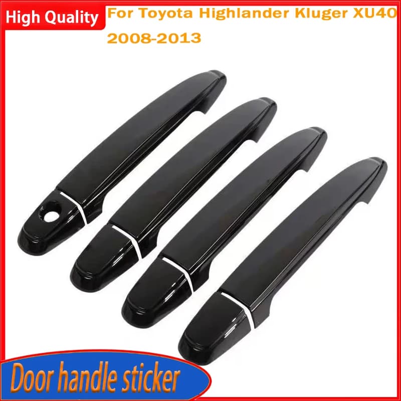 Styling Accessories For Toyota Highlander Kluger XU40 2008-2013 Glossy Black Carbon Fiber Chrome Car Door Handles Cover Trim
