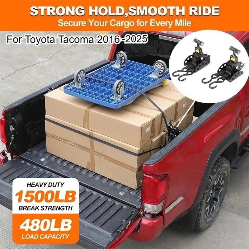 For Toyota Tacoma 16-25 Carbon Steel Pickup Truck Bed Cargo Box Hook Rope Fixed Buckle Cargo Box Securing Strap Car Accessories