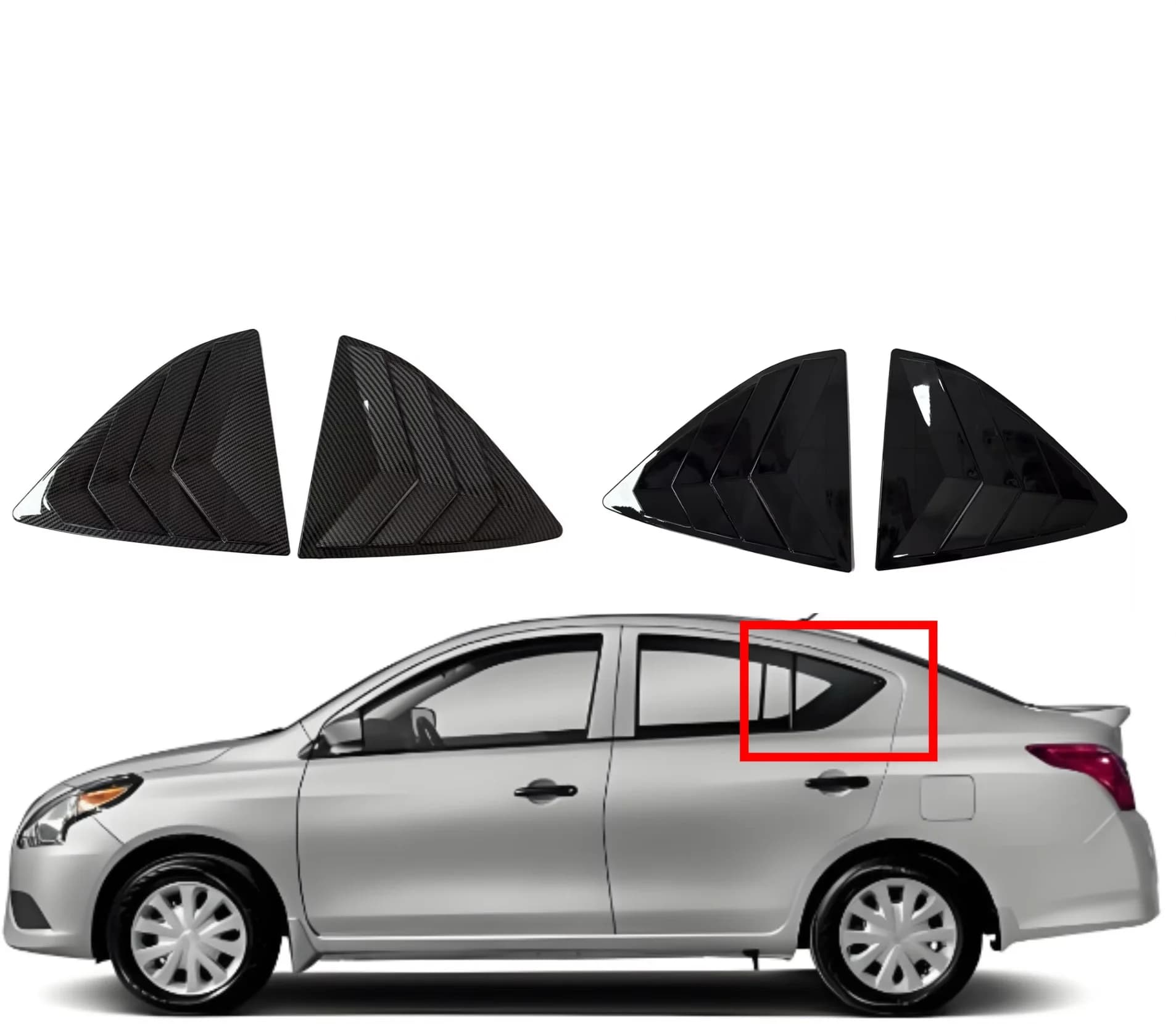 Gloss Black Car Side Window Louver Fit For  Nissan Versa Sedan 2013-2018 Car Rear Window Shutter Cover Spoiler