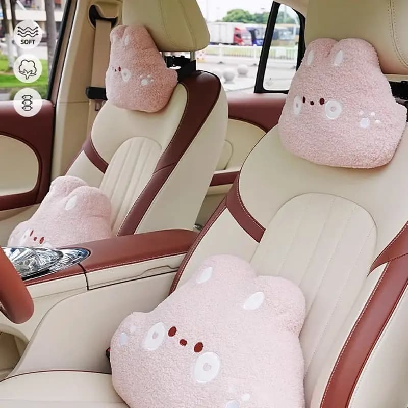 New Arrival Pink Cartoon Cute Rabbit Head Lumbar Support Soft Comfortable Car Waist Neckpillow Headres Neck t