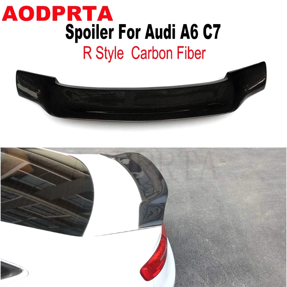 For Audi A6 C7 C7.5 4Door Sedan 2012-2018 Real Carbon Fiber Rear Boot Trunk Wing Spoiler Lid R Renntech Style