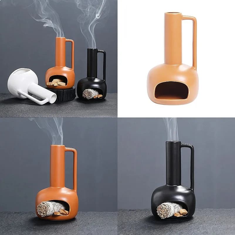 Ceramic Palo Santo Holder Ornament Sage Burner Incense Holder for Desk Office Fountain Yoga Meditation Living Room Home Decor