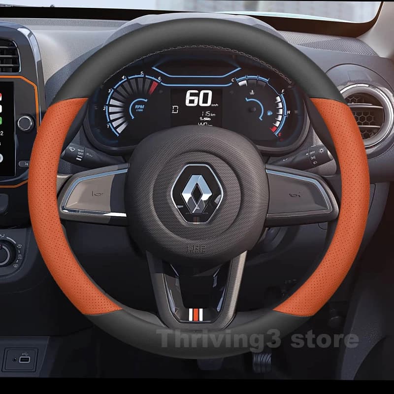 Leather Car Steering Wheel Cover For Renault KWID outsider climber clio 2016-2022 Auto Steering Wheel Renault captur Accessories