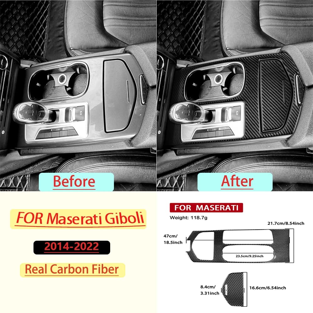 Real Soft Carbon Fiber For Maserati Giboli  2014–2022 Car Gear Shift transmission Panel Trim Car Sticker Interior Accessories