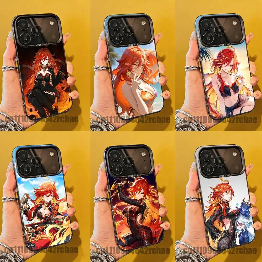 For Mavuika Genshin Impact Phone Case For iPhone 18 15 16 12 14 13 17 11 Mini Plus Pro Max Grey Silver Cover