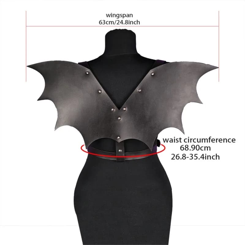 Halloween Bat Wings Harness, Punk Gothic Leather Adjustable Shoulder Strap, Cosplay Costume Accessories, Clubwear Outfit