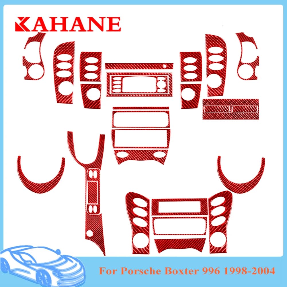 For Porsche Boxter 996 1998-2004 Red Interior Mouldings Accessories Carbon Fiber Car Sticker Trim Parts